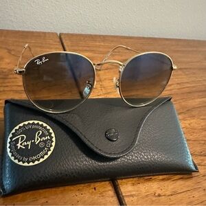 Ray-Ban Gold and Black Round Sunglasses